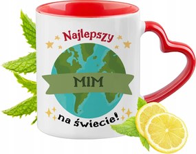 Piros bögre szív alakú füllel Mima Ajándék