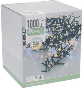Kültéri fényfüzér 20 m, 1000 LED, meleg fehér +fehér, időzítő, IP44, 20 m