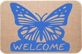 Lábtörlő Bejárati Ajtó Lenvászon Díszített Pillangó Welcome Helló