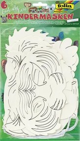 Kreatív maszk, 6 db, fehér, FOLIA, egzotikus állatok (FL23269)