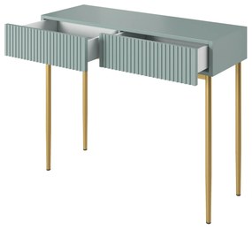 Nicole konzol / sminkasztal - zsálya MDF / arany lábak