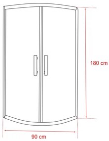 Spirit Clear 90x90 cm íves zuhanykabin zuhanytálca nélkül fekete
