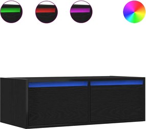 vidaXL TV szekrény LED világítással fekete tölgyfa 75x35,5x25 cm