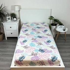 Jerry Fabrics pamut lepedő Lilo és Stitch "Leaves", 90 x 200 cm
