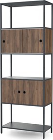 Iratrendező polc zárható szekrénnyel, irodai, nyitott polcok, fém antracit/dió, 800x2200x400 mm: ARIEL Eco Design