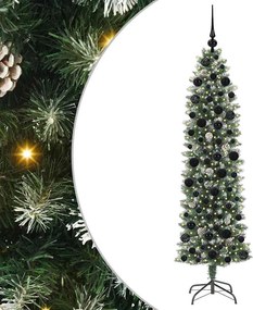 vidaXL Mű Karcsú Karácsonyi Fa 300 LED-del Zöld és Fehér 180 cm