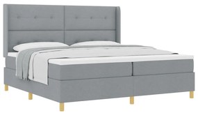 Boxspring Ágy Mattal Világosszürke 200x200 cm Textil