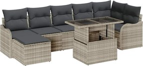vidaXL Kerti Kanapé Szett párnával 8 pcs Világosszürke Poli rattan
