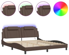 barna ágykeret Viana LED-ekkel matrac nélkül 180 x 200 cm