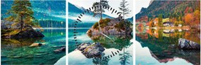 Kép - Lake Hintersee, Bajor - Alpok, Ausztria (órával) (90x30 cm)