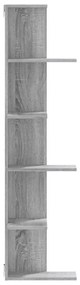 szürke sonoma szerelt fa fali sarokpolc 36,5 x 36,5 x 140 cm