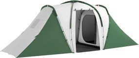 Outsunny Családi Alagúttábori Sátor 4-6 Fő Részére 555x225x190 cm Vízálló 3000 mm Összecsukható Két Hálóhellyel és Túratáskával Szürke és Zöld | Aosom