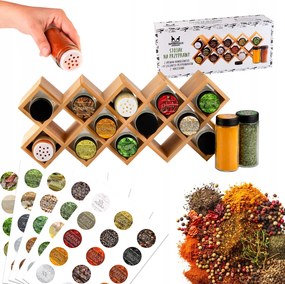 75x Fűszercímkék 14x Fűszertartó Tégelyek Fűszertartó Állvány