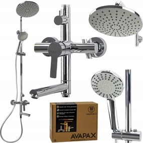 Zuhanyoszlop esőztetővel és csapteleppel a kabinhoz króm fényes Avapax