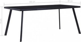 fekete edzett üveg étkezőasztal 160 x 80 x 75 cm