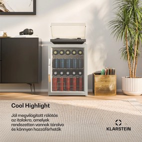 Klarstein Beersafe italhűtő üvegajtóval | 64 x 48 cm | 60 liter | 85 W | Ezüst/Fehér