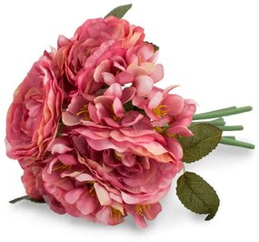 Kamélia művirág csokor, rózsaszín, 19 x 25 cm