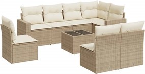 vidaXL 9 részes bézs polyrattan kerti ülőgarnitúra párnákkal
