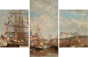 Kép - Eugène Boudin, Festival in the Harbor of Honfleur, reprodukciók (90x60 cm)