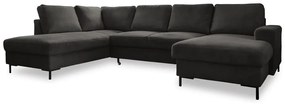 Sötétszürke kordbársony kinyitható sarokkanapé (bal oldali) Lofty Lilly – Miuform
