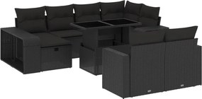 vidaXL 11 részes fekete polyrattan kerti ülőgarnitúra párnákkal