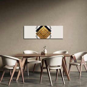 Kép - Absztrakció arany és fehér N⁰1 (órával) (90x30 cm)