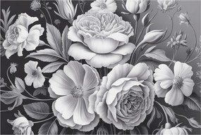 Fotótapéta Flizelin Dekoratív Hálószoba Szürke virágok 104x70 Ragasztó