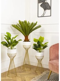 Fém virágcserép LOFT 68x20 cm arany/fehér