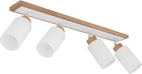 Globo 15977-4 Mennyezeti lámpa, barna fa, matt fehér fém, krómozott fém, matt fehér üveg, forgatható/dönthető, HxSzxM: 810x103x220mm, 4x E27 60W 230V izzók nélkül