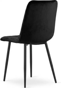 Fekete bársony szék LAVA ONYX fekete lábakkal