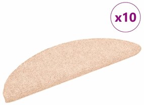 10 db krémszínű tűlyukasztott öntapadó lépcsőszőnyeg 56x17x3 cm