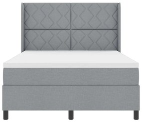 Boxspring Ágy Matracra &amp; LED Fénnyel Világosszürke 140x200 cm Szövet