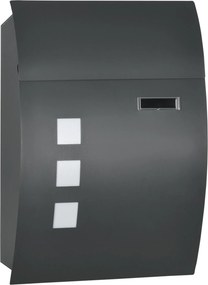 HOMCOM Postafiók Zárral és Tetővel, Fali Postafiók Ablakkal, Horganyzott Acélból, Kültéri Használatra, 32 x 10 x 45 cm, Sötétszürke | Aosom