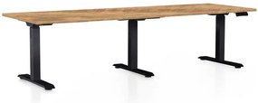 OfficeTech Long állítható magasságú asztal, 240 x 80 cm, fekete alap, arany tölgy