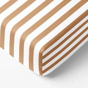 Goldea pamut gumis lepedő - őszi barna csíkos 80 x 200 cm