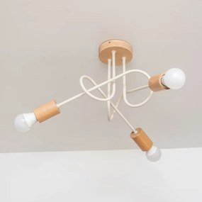 Felületre szerelt csillár OXFORD 3xE27/15W/230V fenyő/krémszínű