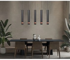 LED Csillár zsinóron TUBA 5xGU10/6,5W/230V fekete/réz