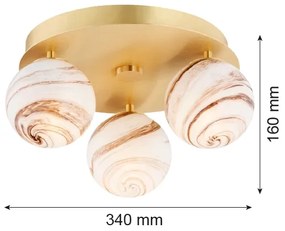 Argon 6290 - Mennyezeti lámpa FABIO 3xE14/7W/230V alabástrom arany