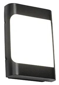 Design kültéri fali lámpa fekete, IP44 LED-del világos-sötétség érzékelővel - Khuvan