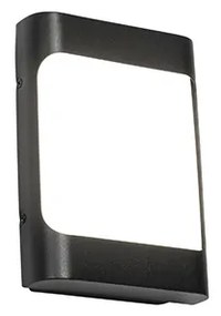 Design kültéri fali lámpa fekete LED-del IP44 szürkületi érzékelővel - Khuvan
