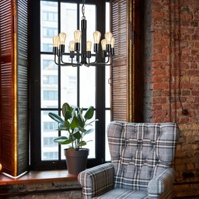 Csillár láncon TIFFANY 10xE27/60W/230V fekete