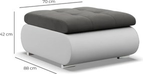 Tokio puff, bársony + műbőr, szürke - fehér