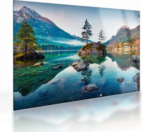 Kép - Lake Hintersee, Bajor - Alpok, Ausztria (üvegen) (70x50 cm)