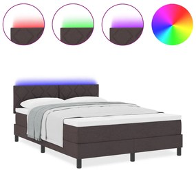 Box Spring Ágy Matracával &amp; LED Sötétbarna 160x200 cm Szövet