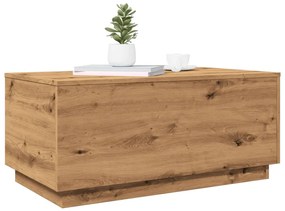 kézműves tölgy színű dohányzóasztal LED-lámpákkal 90x50x40 cm