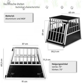 PETSTUFF Kutyaszállító box ALU 65 × 91 × 69,5 cm L