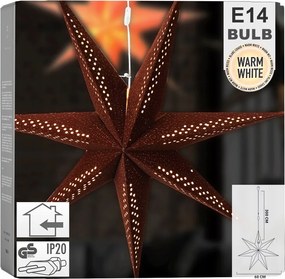 Karácsonyi Csillag Világító Ablakra Akasztható Velúr Barna 60CM Led