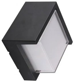 LED lámpatest , oldalfali , négyzet , 15W , meleg fehér , fekete , kültéri , IP44