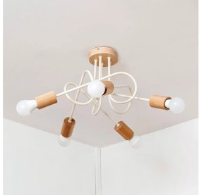 Felületre szerelhető csillár OXFORD 5xE27/15W/230V fenyő/krémszínű