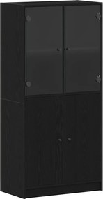 vidaXL Magasfiú Fekete tölgy 68 x 37 x 142 cm